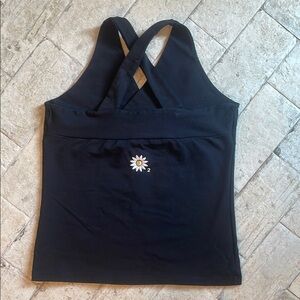 Margarita brand, Black Cross-Back Women's Top with Daisy Embroidery size XS